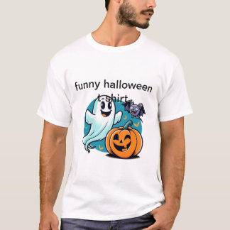 Camiseta divertida de Halloween con Ghost, Bat, Ca