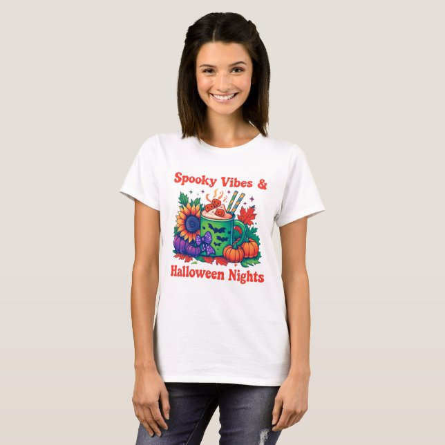Camiseta divertida de Halloween con vibraciones es (Anverso completo)