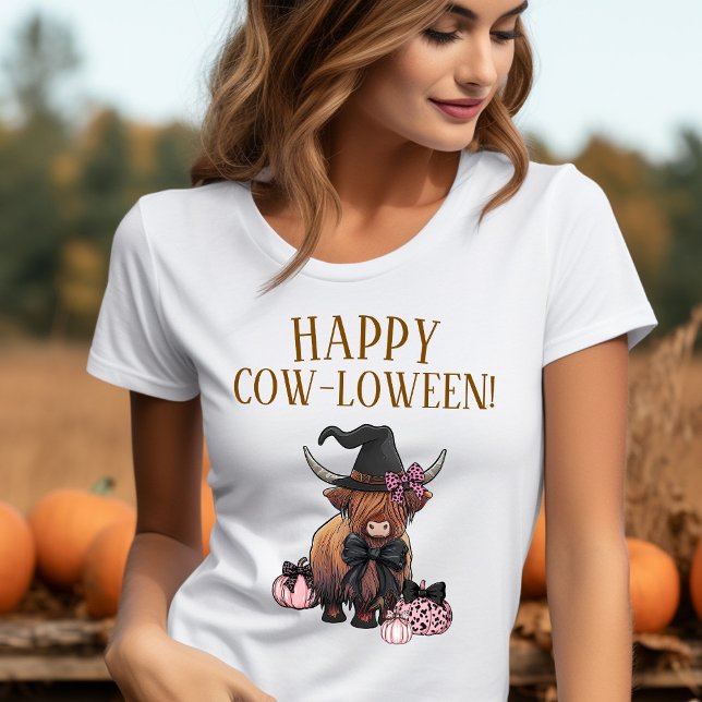 Camiseta divertida de Halloween de vaca de las Hig (Happy Cow-loween Funny Highland Cow Halloween Shirt)