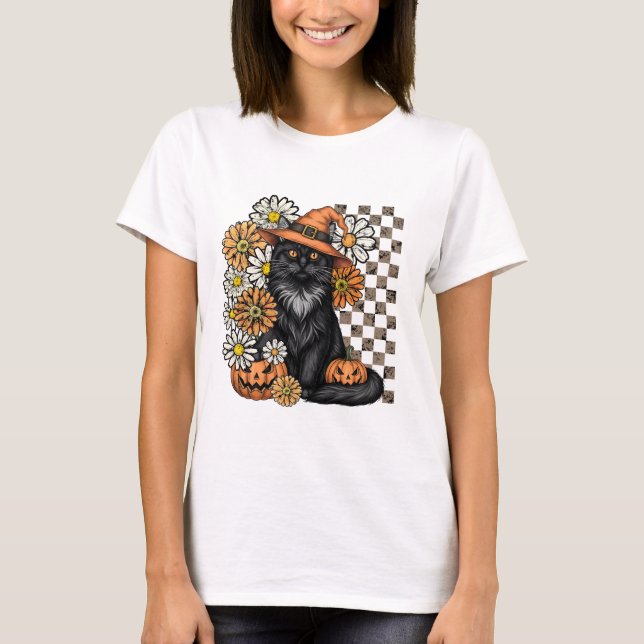 Camiseta divertida de Halloween - Gato negro (Anverso)