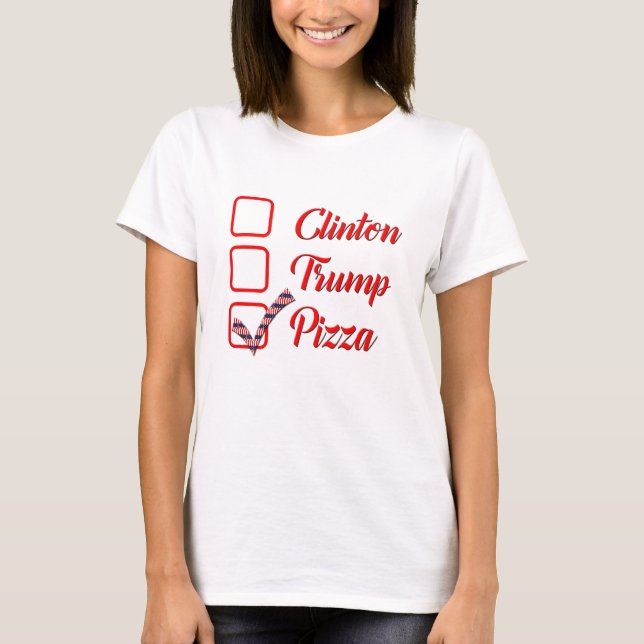 camiseta divertida de hillary clinton trump pizza (Anverso)