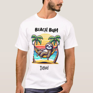 Camiseta divertida de hombre perezoso en la playa