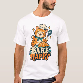 Camiseta divertida de hornear "Bake Happy" para pa