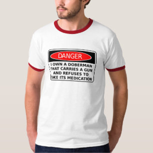 Camiseta Divertida De Humor Con Arma De Doberman P