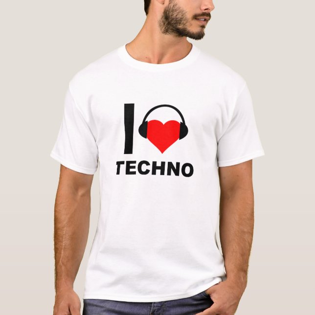 Camiseta divertida de I Heart Techno (Anverso)