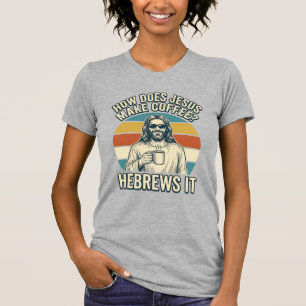 Camiseta divertida de Jesús café grabado vintage d