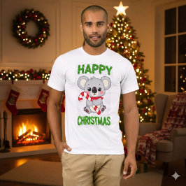 Camiseta divertida de koala con felices fiestas