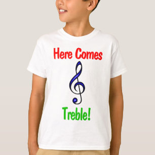 Camiseta divertida de la música de los niños: Aquí