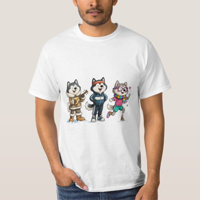 Camiseta Divertida de la Pandilla de Malamute Cute (Anverso)