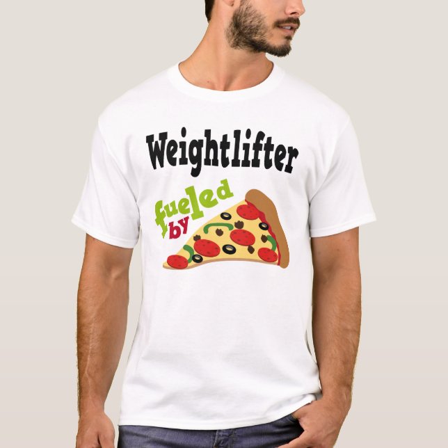 Camiseta (divertida) de la pizza del Weightlifter (Anverso)