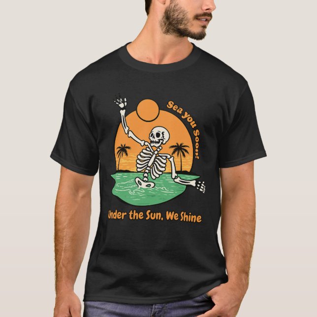 Camiseta Divertida de la puesta de sol en Skeleton (Anverso)