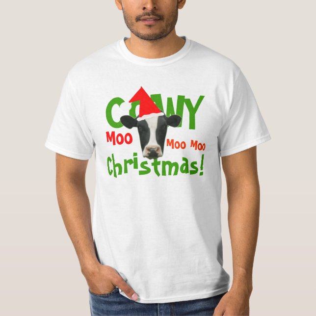 Camiseta divertida de la vaca del navidad de Cowy (Anverso)