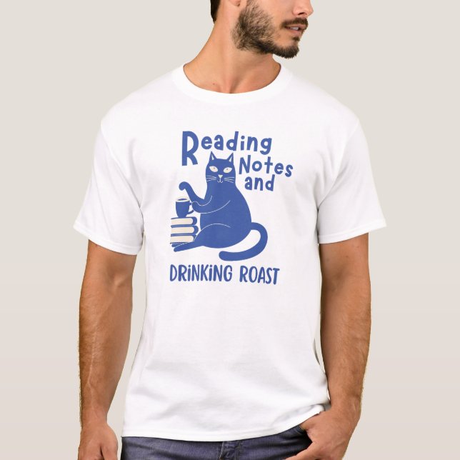 Camiseta divertida de leer notas y beber asado  (Anverso)