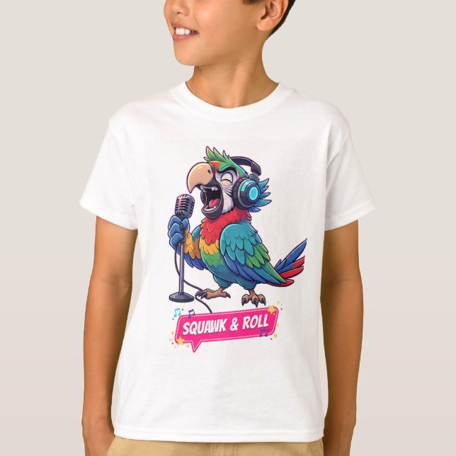 Camiseta divertida de loro cantando karaoke  (Anverso)