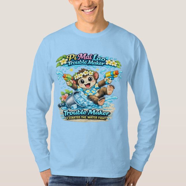 Camiseta divertida de lucha de agua Pi Mai Lao Tro (Anverso)