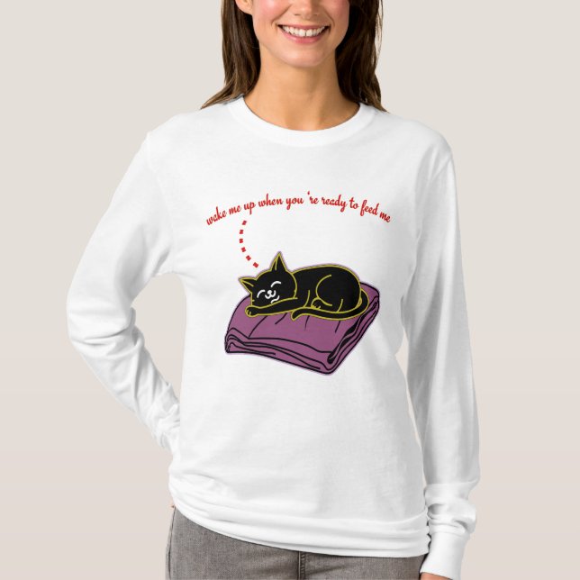 Camiseta divertida de manga larga de gato negro du (Anverso)