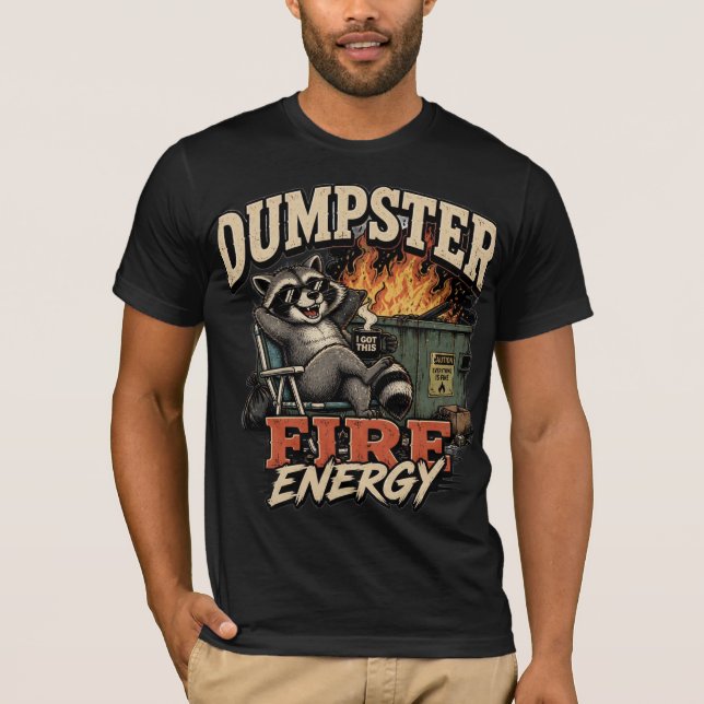 Camiseta Divertida de Mapache con Energía de Fuego (Anverso)