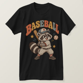 Camiseta divertida de mapache de béisbol – Vintage