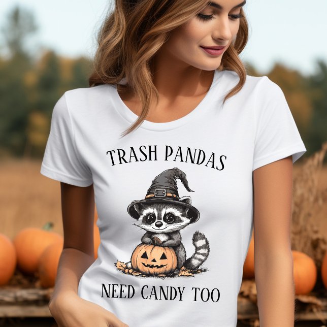 Camiseta divertida de mapache de Halloween (Funny Halloween Raccoon Shirt  Trash Pandas Need Candy Too!)