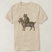 Camiseta Divertida de Mapache Montando Cabra – Mem