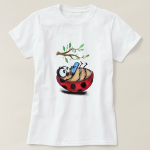Camiseta divertida de mariquita feliz con teléfono