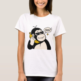 Camiseta divertida de mujer con teléfono de plátan