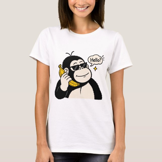 Camiseta divertida de mujer con teléfono de plátan (Anverso)