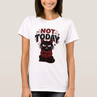 Camiseta divertida de mujer gato negro gruñón no h