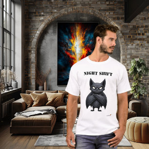 Camiseta divertida de murciélago para el turno de