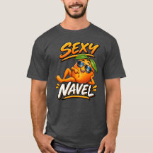 Camiseta divertida de naranja con ombligo sexy