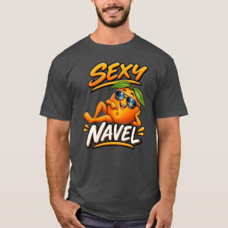 Camiseta divertida de naranja con ombligo sexy