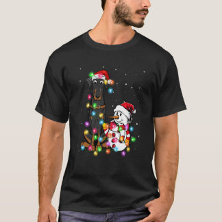 Camiseta Divertida de Navidad con Doberman y Luces