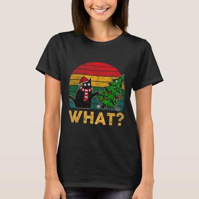 Camiseta divertida de Navidad con suéter feo Gato  (Anverso)