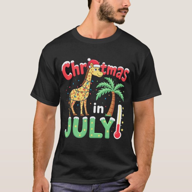 Camiseta divertida de Navidad en julio Santa jiraf (Anverso)