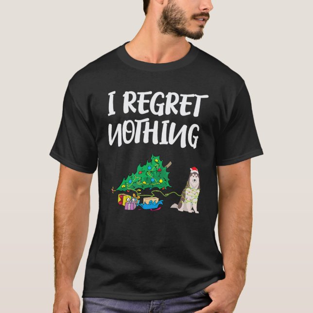 Camiseta divertida de Navidad para perro Husky cac (Anverso)