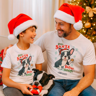 Camiseta divertida de Navidad perro Boston Terrier