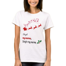 Camiseta Divertida de Navidad Sleigh Mi Nombre San