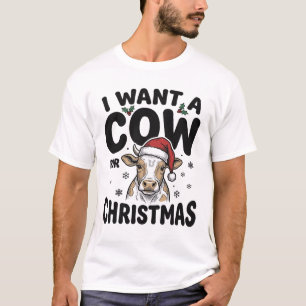 Camiseta divertida de Navidad vaca vintage diseño