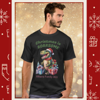 Camiseta divertida de Navidades de dinosaurios par