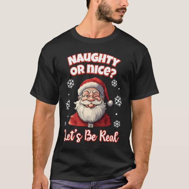 Camiseta divertida de Navidades "traviesos o amabl (Anverso)