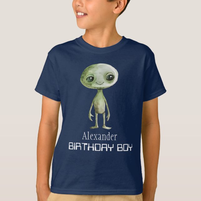 Camiseta divertida de niño alienígena verde marcia (Anverso)