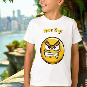 Camiseta divertida de niños con emoji amarillo fru