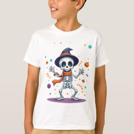 Camiseta divertida de niños esqueleto bailando en