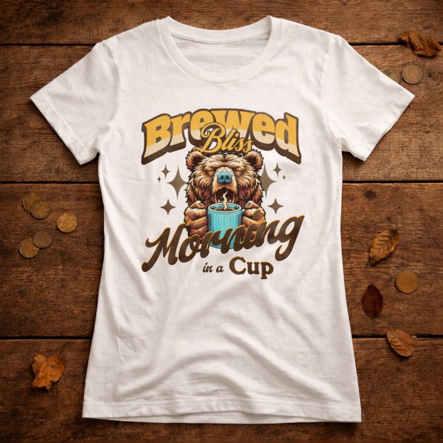 Camiseta Divertida de Oso Bebedor de Café (Subido por el creador)