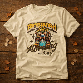 Camiseta Divertida de Oso Bebedor de Café