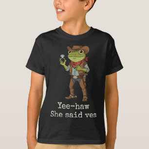 Camiseta divertida de pareja comprometida con rana
