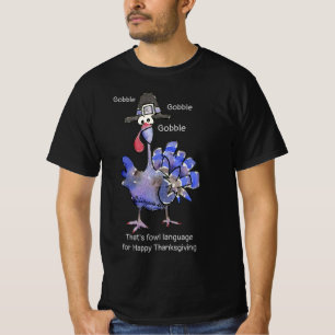 Camiseta divertida de pavo azul oscuro Gobble