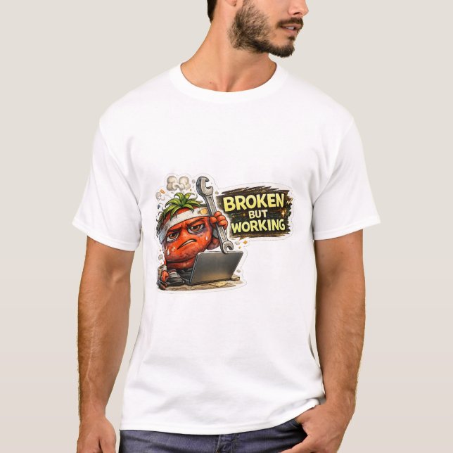 Camiseta divertida de PC retro roto pero funcionan (Anverso)