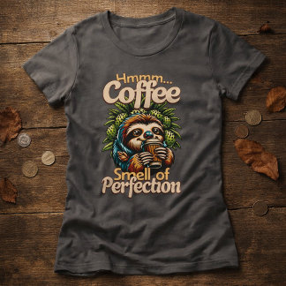 Camiseta Divertida de Perezoso Bebedor de Café