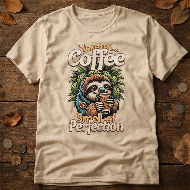 Camiseta Divertida de Perezoso Bebedor de Café (Subido por el creador)